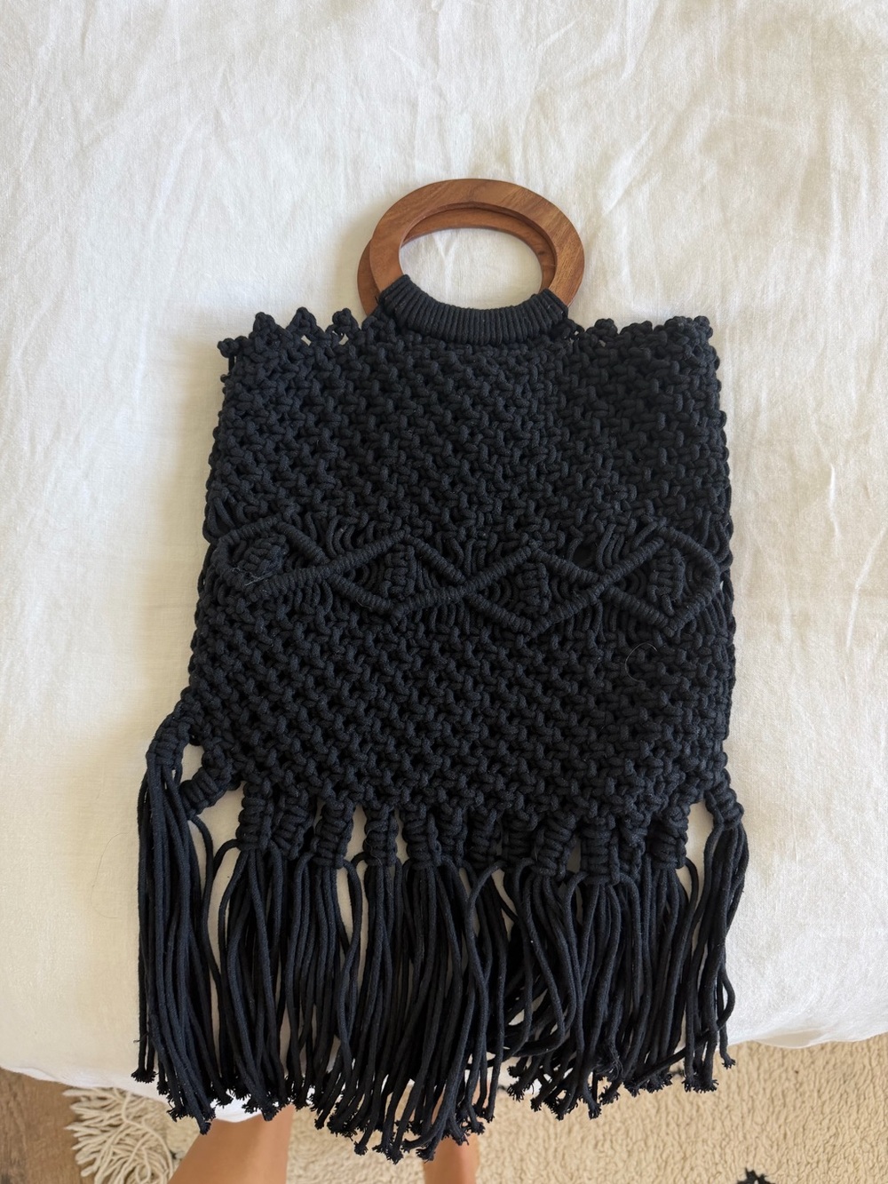 Danielle Nicole Black Macramé bag